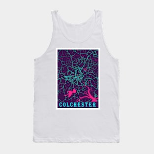 Colchester Neon City Map, Colchester Minimalist City Map Art Print Tank Top